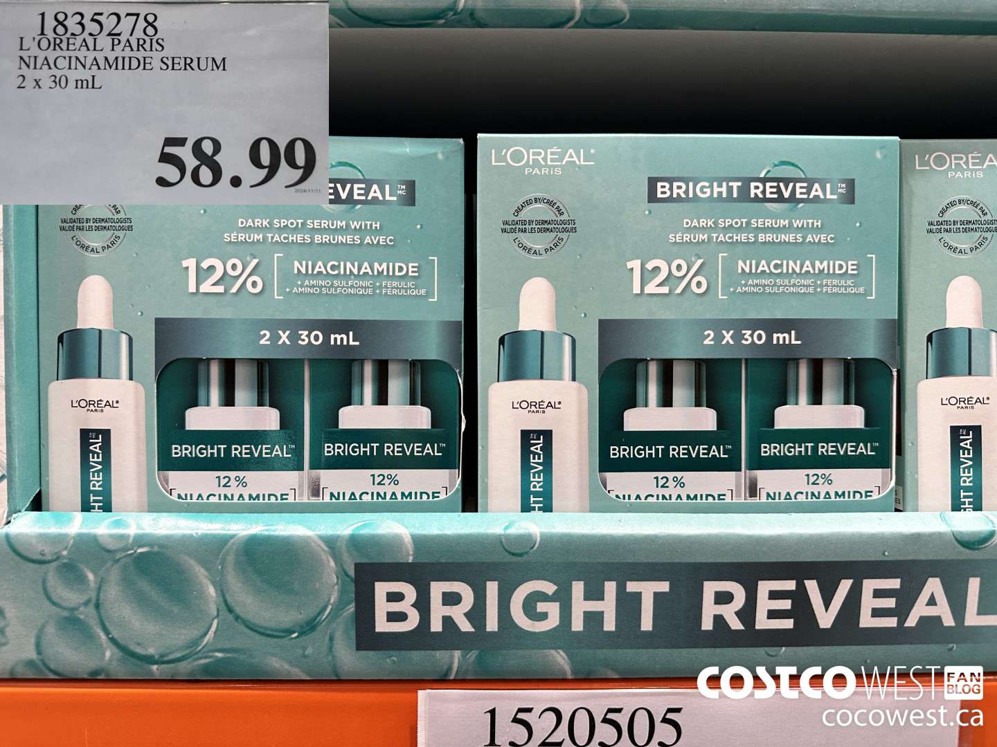 1835278 L'OREAL PARIS NIACINAMIDE SERUM 2 x 30 mL  $58.99