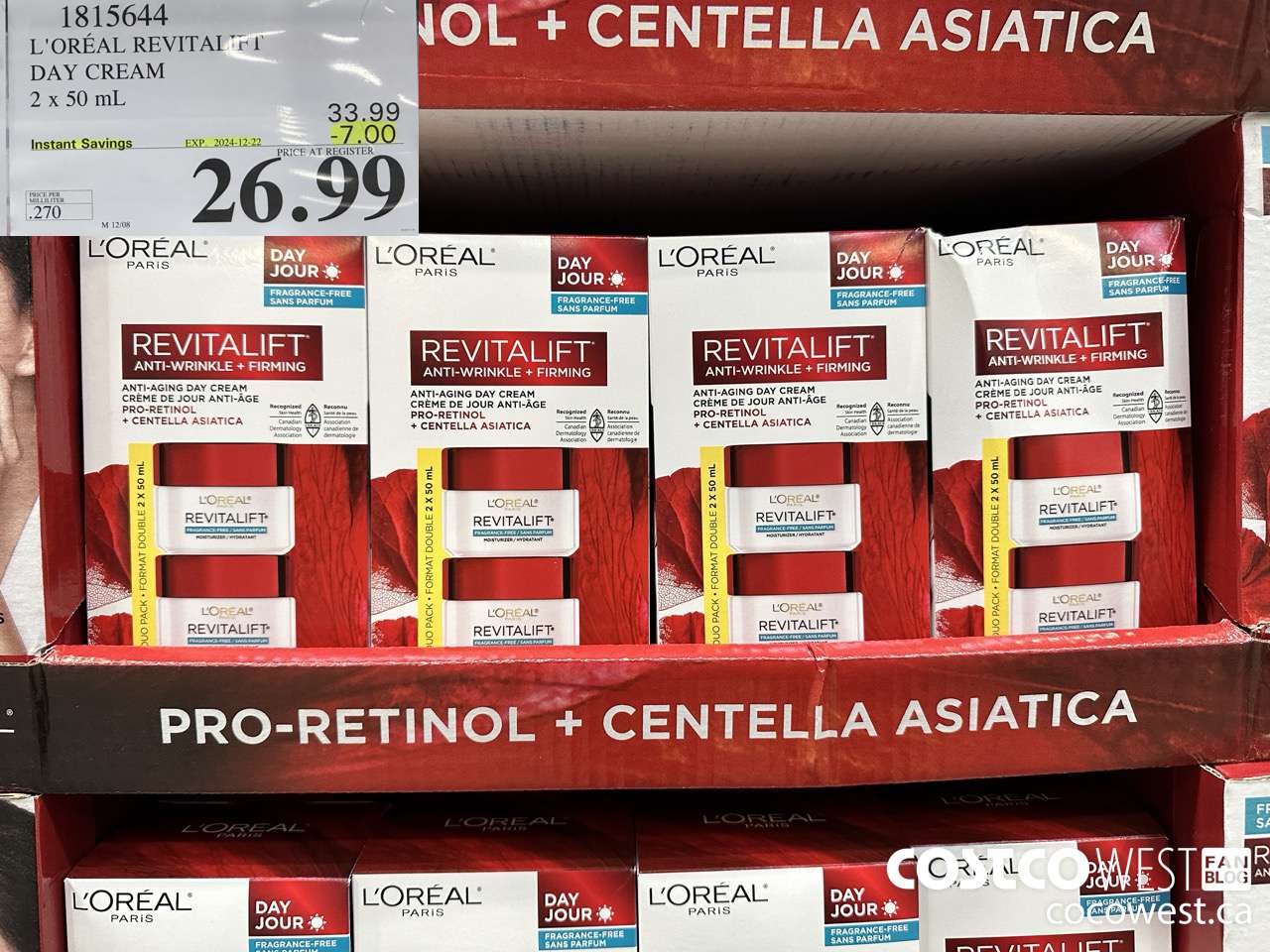 1815644 L'OREAL REVITALIFT DAY CREAM 2 X 50ML ($7.00 INSTANT SAVINGS EXPIRES ON 2024-12-22) $26.99