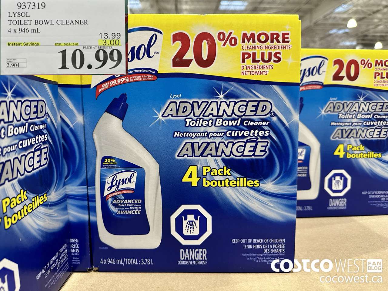 937319 LYSOL TOILET BOWL CLEANER 4 x 946 ML ($3.00 INSTANT SAVINGS EXPIRES ON 2024-12-01) $10.99