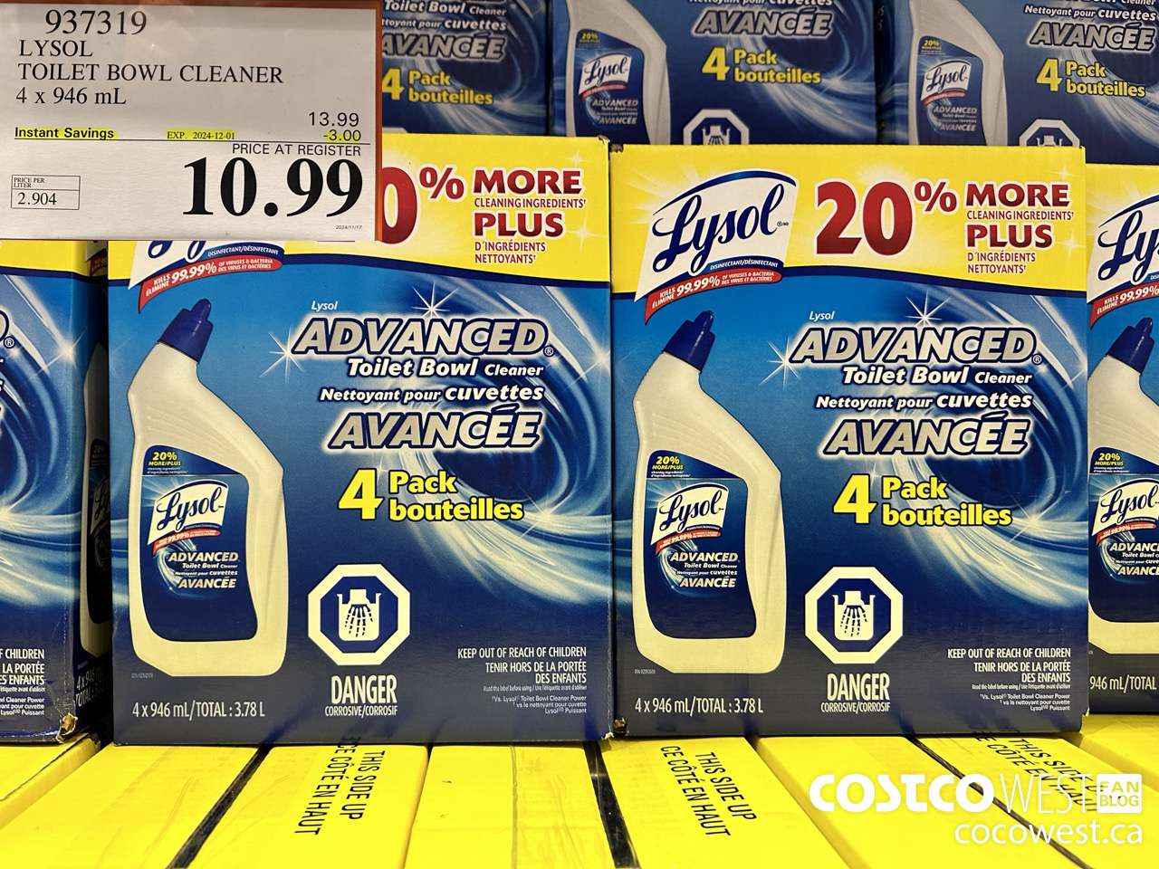 937319 LYSOL TOILET BOWL CLEANER 4 x 946 ML ($3.00 INSTANT SAVINGS EXPIRES ON 2024-12-01) $10.99