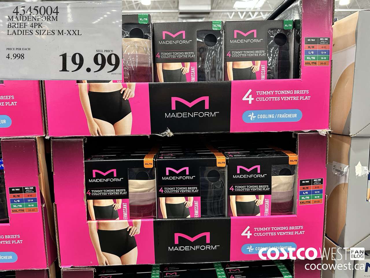 4545004 MAIDENFORM BREIF 4PK LADIES SIZES M-XXL $19.99