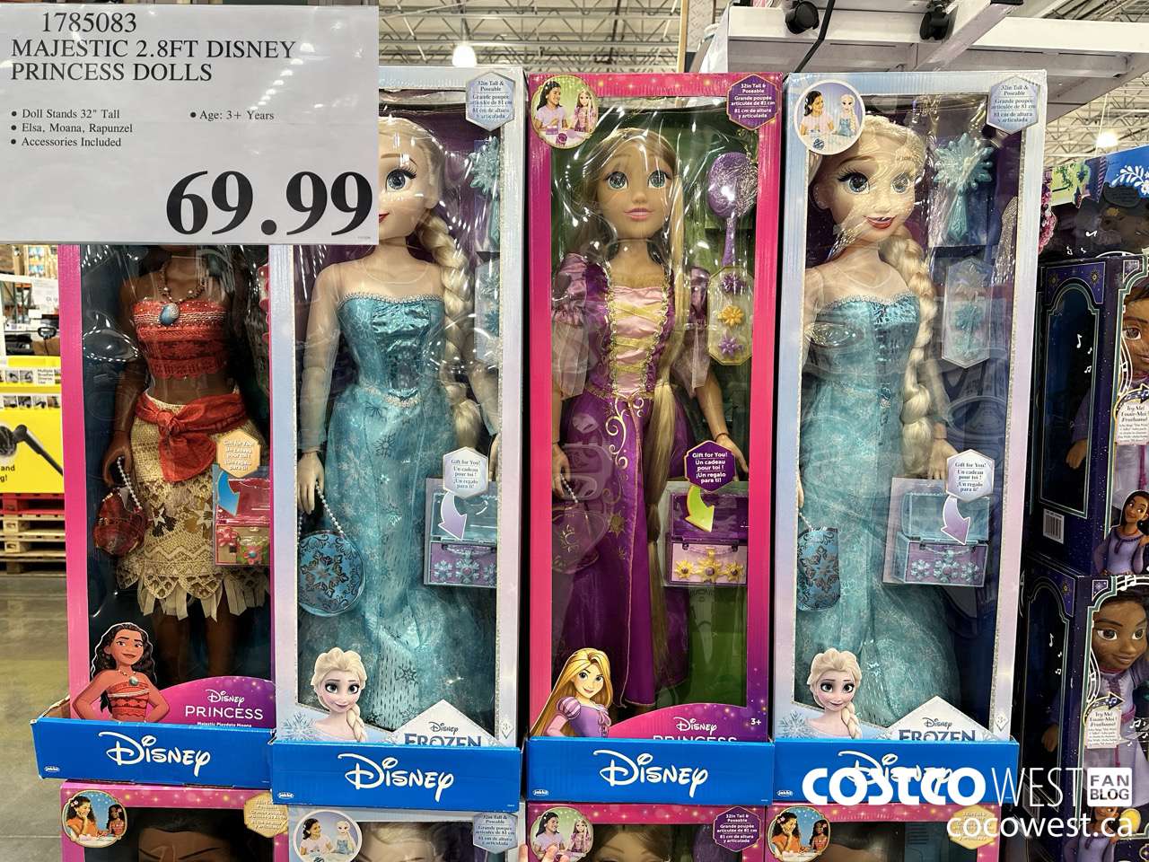 1785083 MAJESTIC 2.8FT DISNEY PRINCESS DOLLS $69.99