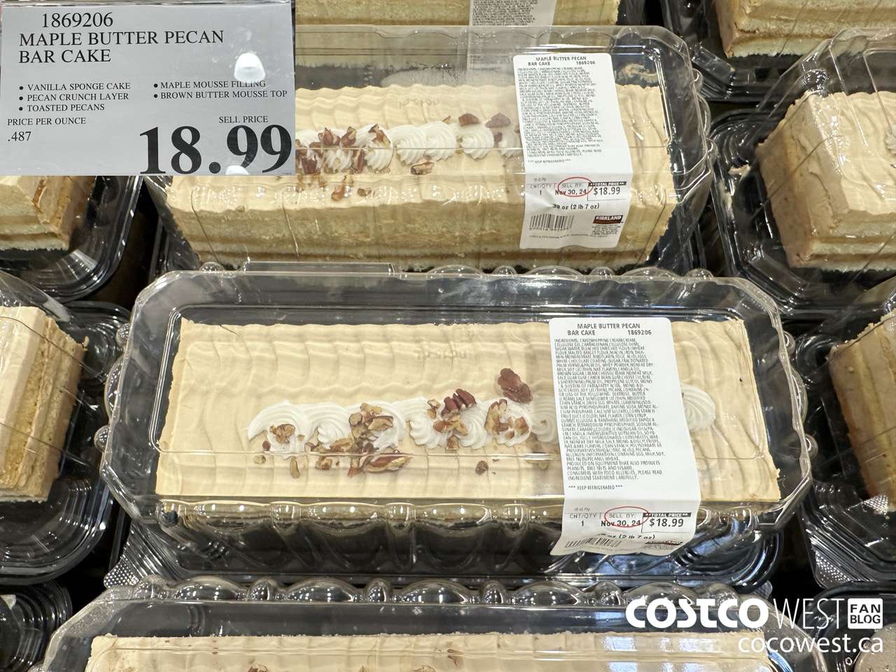 1869206 MAPLE BUTTER PECAN BAR CAKE $18.99