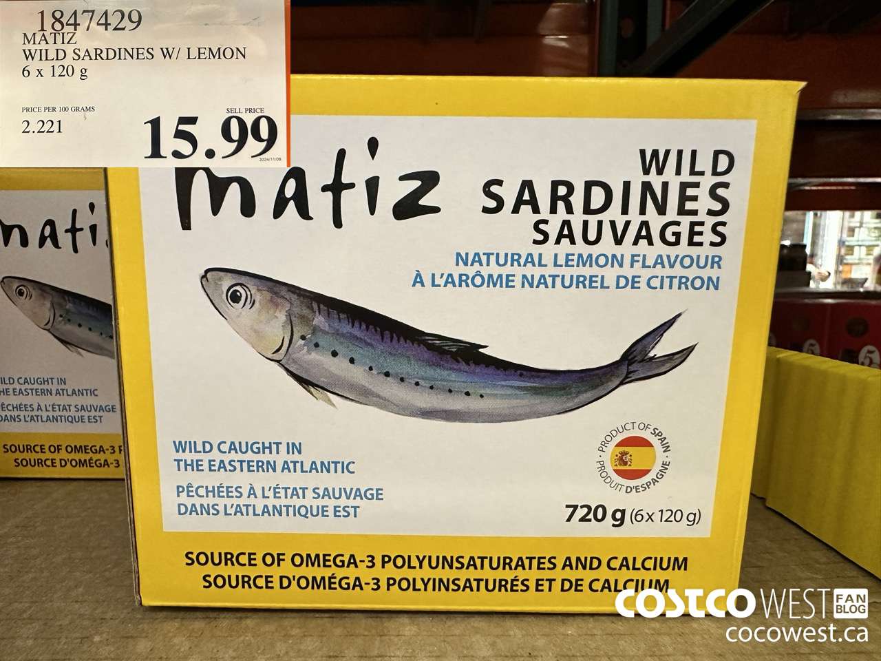 1847429 MATIZ WILD SARDINES W/ LEMON 6 X 120G $15.99