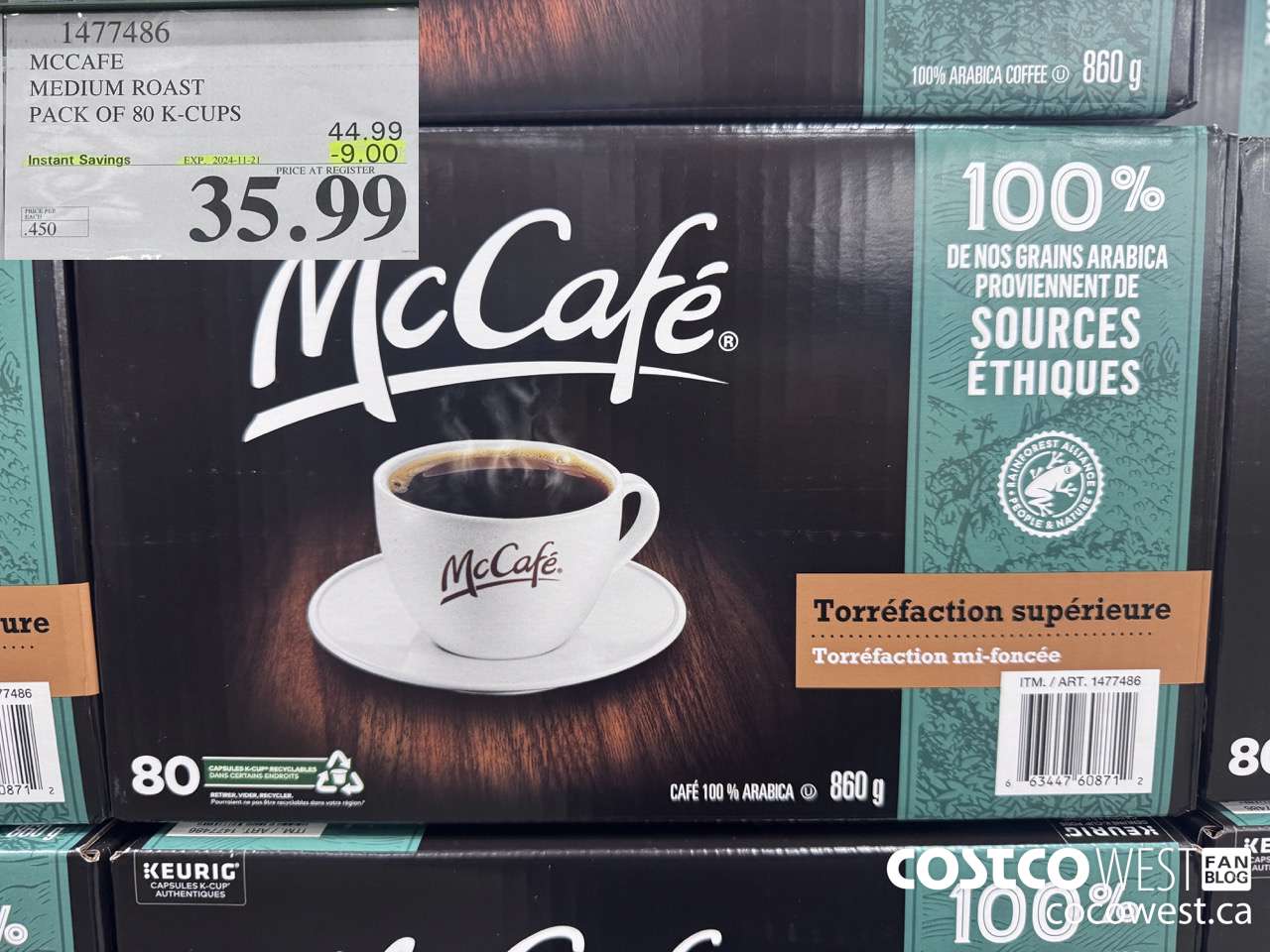 1477486 MCCAFE MEDIUM ROAST K-CUPS 80 COUNT  ($9.00 INSTANT SAVINGS EXPIRES ON 2024-11-21) $35.99