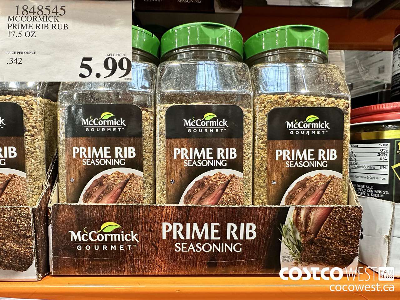 1848545 MCCORMICK PRIME RIB RUB 17.5 OZ $5.99