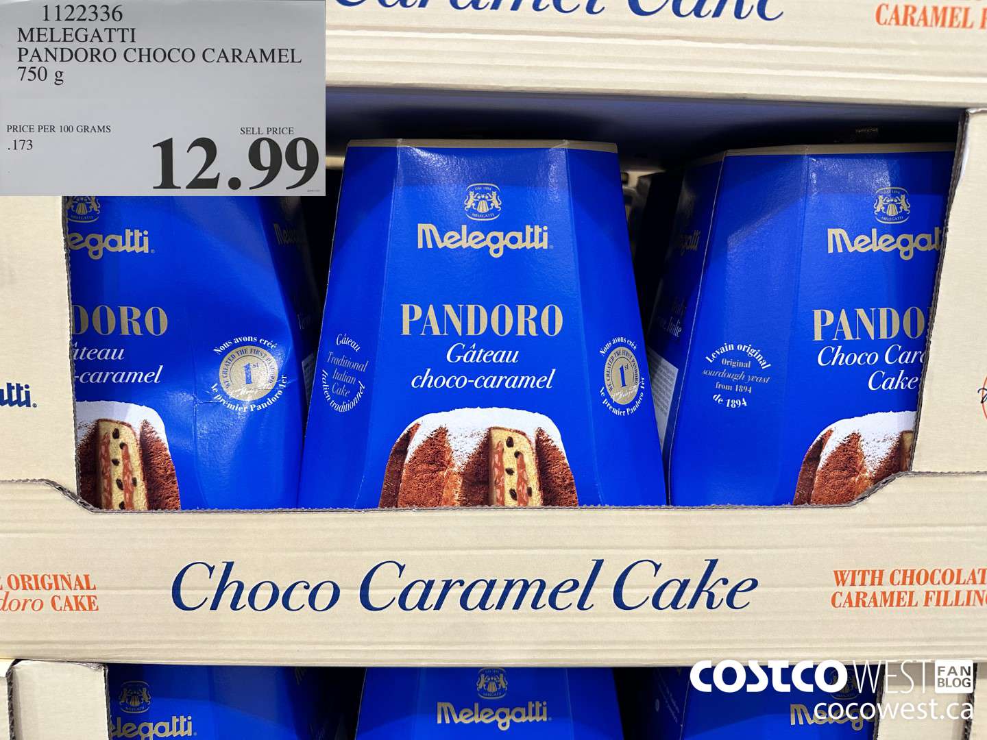 1122336 MELEGATTI PANDORO CHOCO CARAMEL 750G $12.99