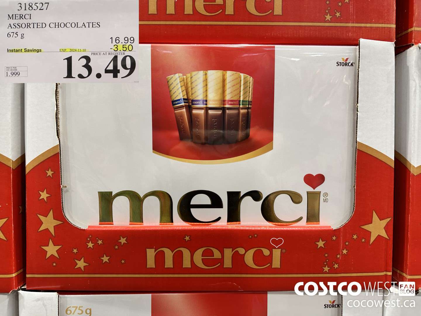 318527 MERCI ASSORTED CHOCOLATES 675 g ($3.50 INSTANT SAVINGS EXPIRES ON 2024-11-10) $13.49