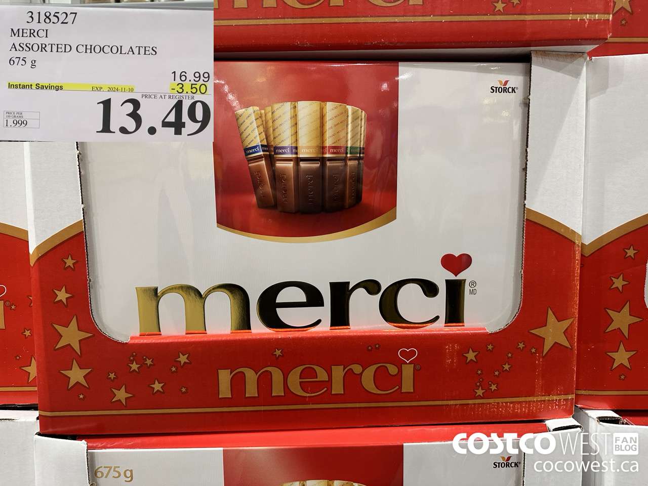 318527 MERCI ASSORTED CHOCOLATES 675 g ($3.50 INSTANT SAVINGS EXPIRES ON 2024-11-10) $13.49