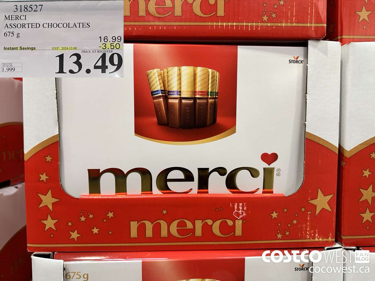 318527 MERCI ASSORTED CHOCOLATES 675 g ($3.50 INSTANT SAVINGS EXPIRES ON 2024-12-08) $13.49