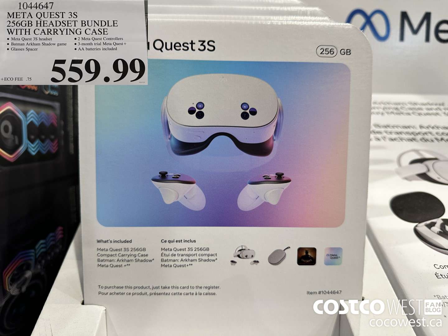 1044647 META QUEST 3S 256GB HEADSET BUNDLE WITH CARRYING CASE $559.99