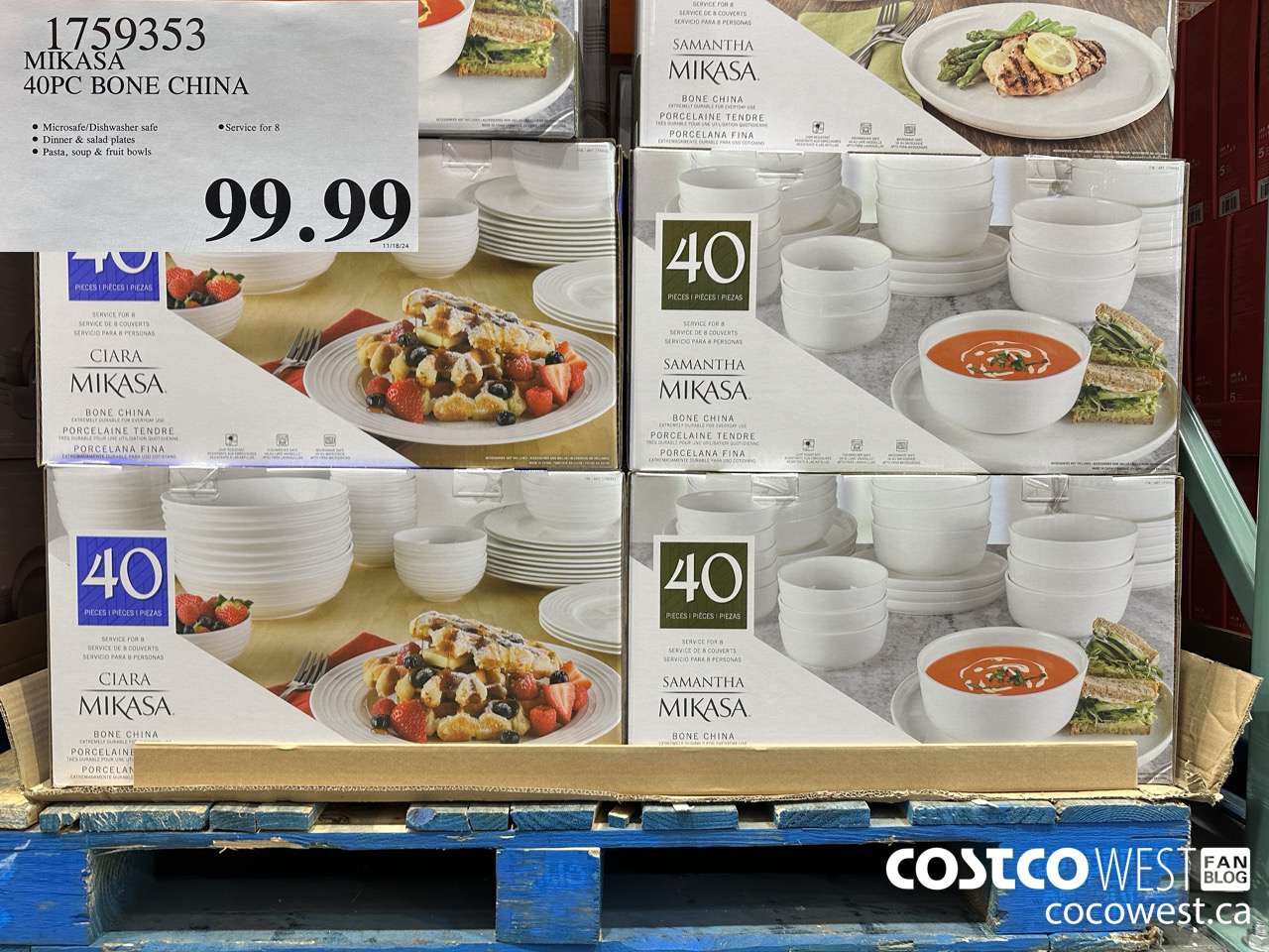 1759353 MIKASA 40PC BONE CHINA $99.99