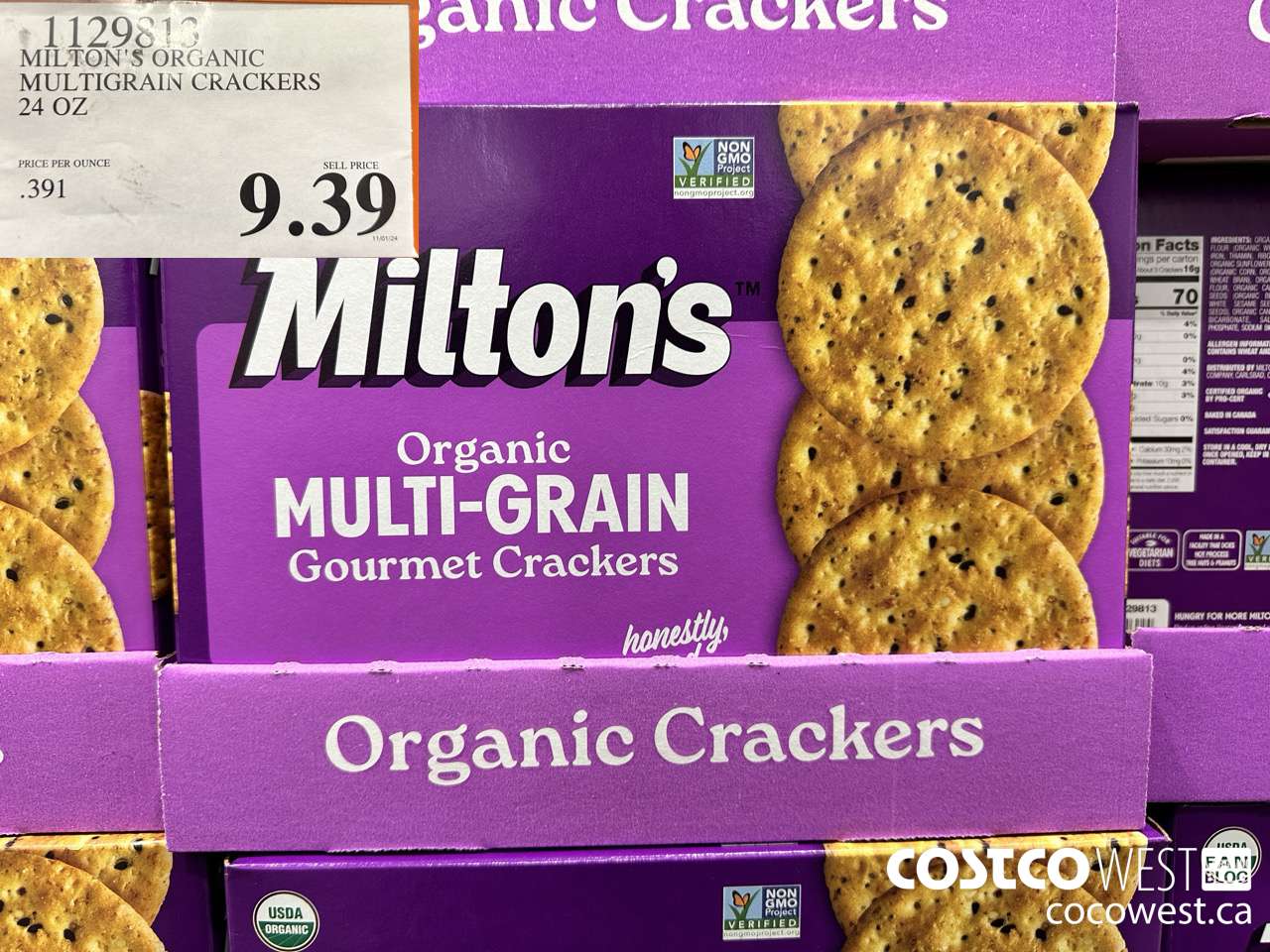 1129813 MILTON'S ORGANIC MULTIGRAIN CRACKERS 24 OZ $9.39