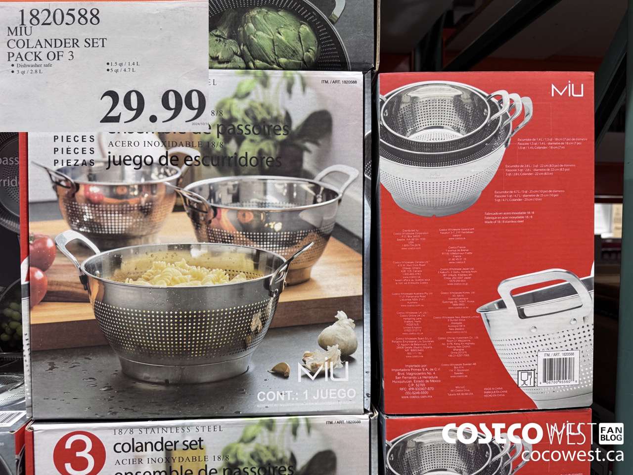 1820588 MIU COLANDER SET PACK OF 3 $29.99