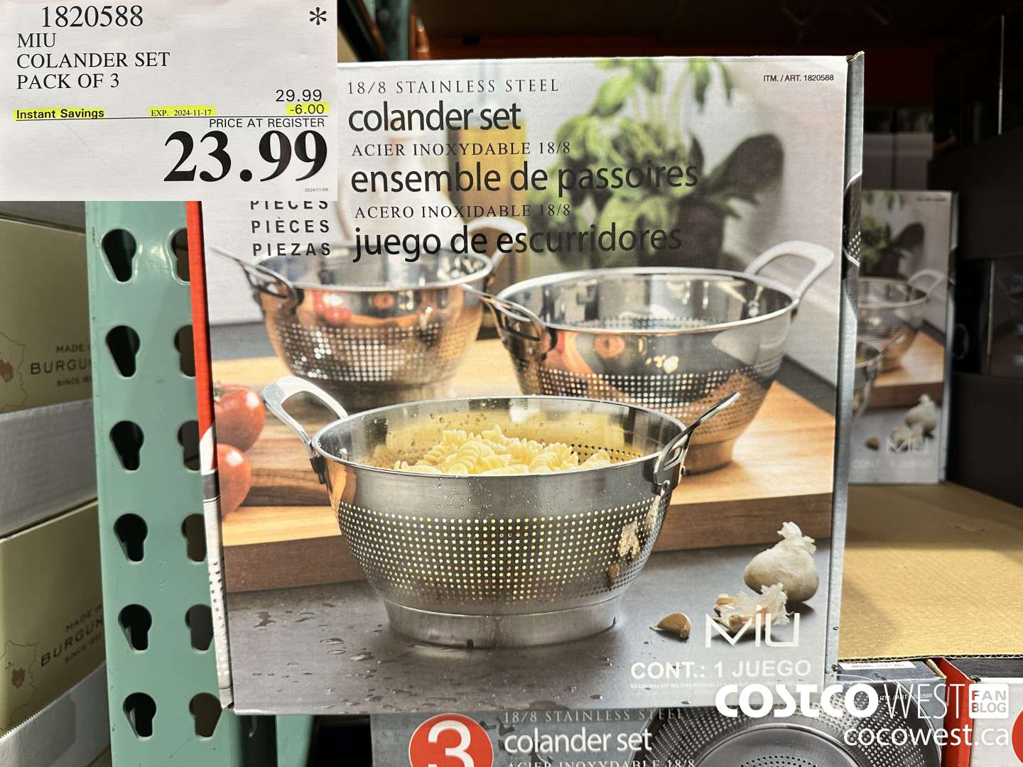 1820588 MIU COLANDER SET PACK OF 3 ($6.00 INSTANT SAVINGS EXPIRES ON 2024-11-17) $23.99