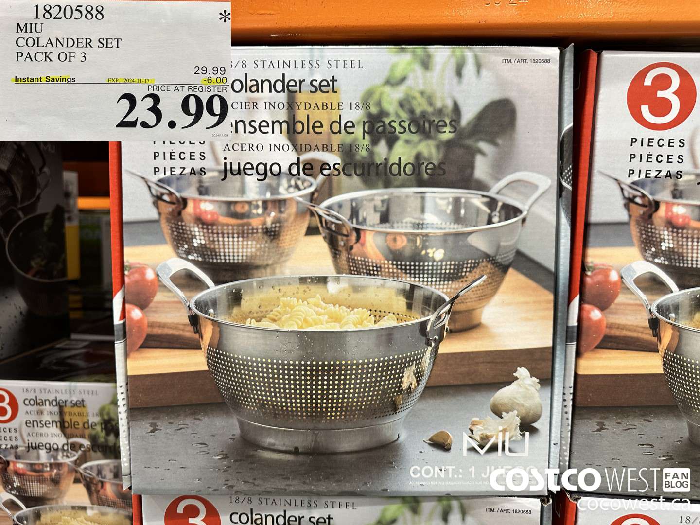 1820588 MIU COLANDER SET PACK OF 3 ($6.00 INSTANT SAVINGS EXPIRES ON 2024-11-17) $23.99