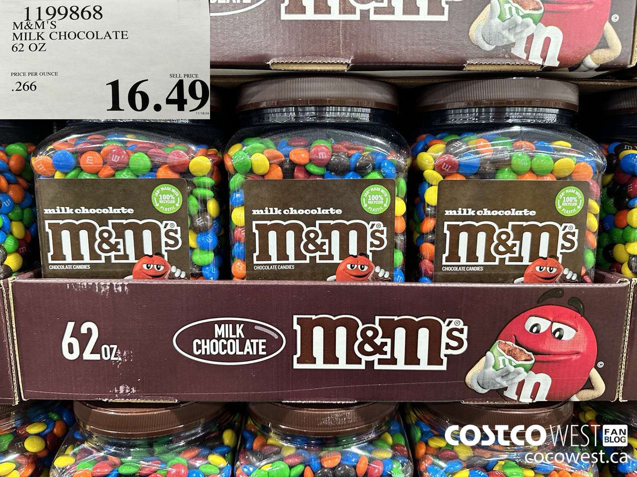 1199868 M&M'S MILK CHOCOLATE 62 OZ $16.49