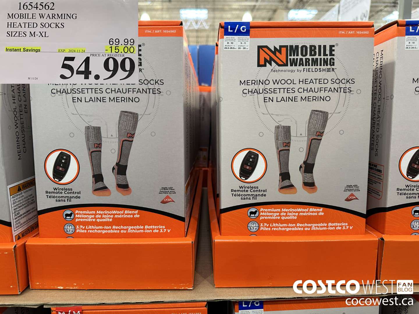 1654562 MOBILE WARMING HEATED SOCKS SIZES M-XL ($15.00 INSTANT SAVINGS EXPIRES ON 2024-11-24) $54.99