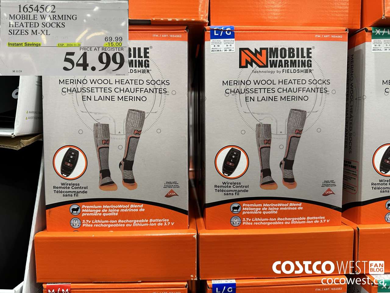 1654562 MOBILE WARMING HEATED SOCKS SIZES M-XL ($15.00 INSTANT SAVINGS EXPIRES ON 2024-11-24) $54.99