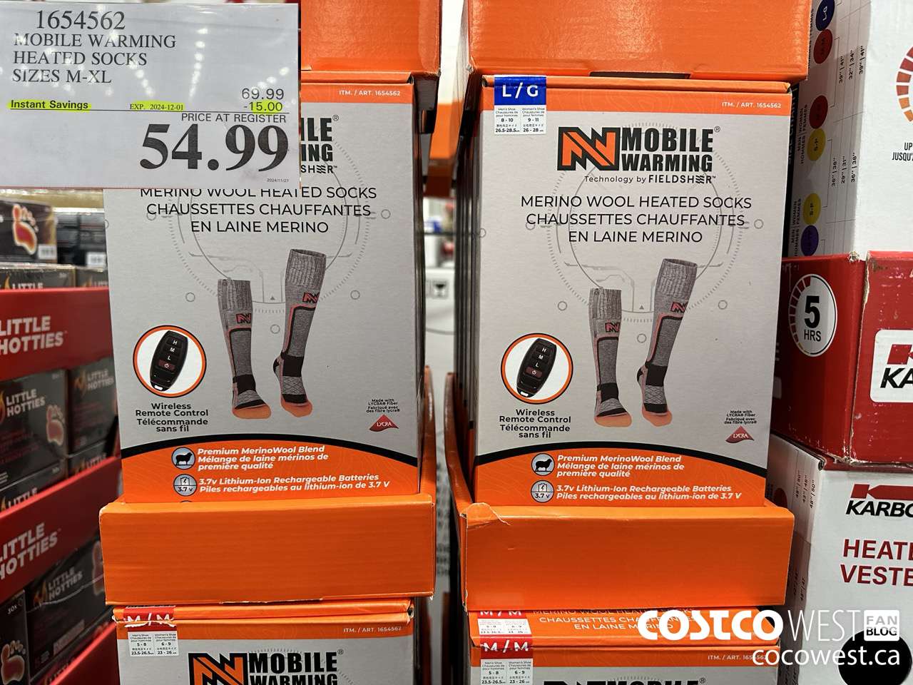 1654562 MOBILE WARMING HEATED SOCKS SIZES M-XL ($15.00 INSTANT SAVINGS EXPIRES ON 2024-12-01) $54.99