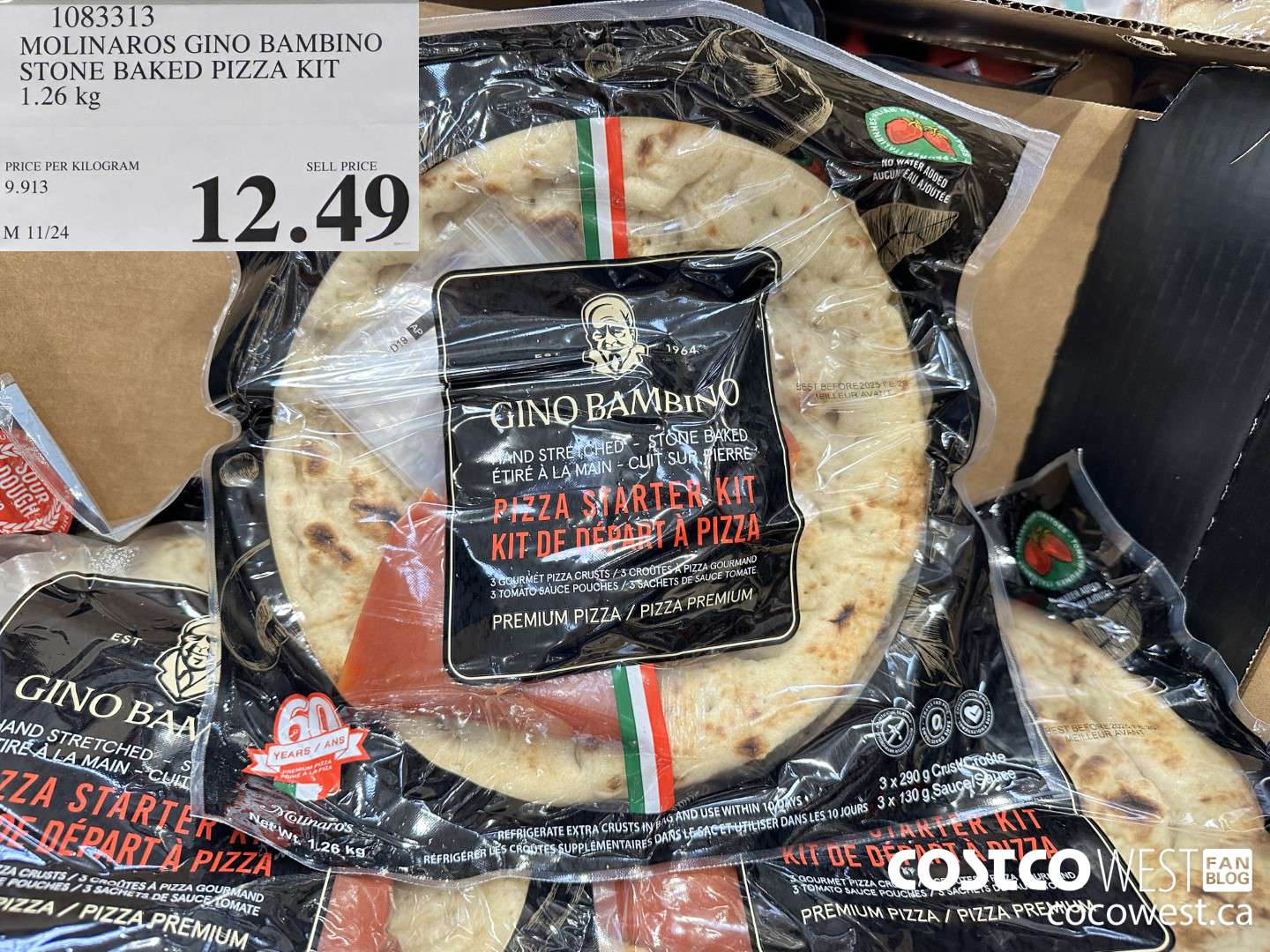 1083313 MOLINAROS GINO AMBINO STONE BAKED PIZZA KIT 1.26KG $12.49