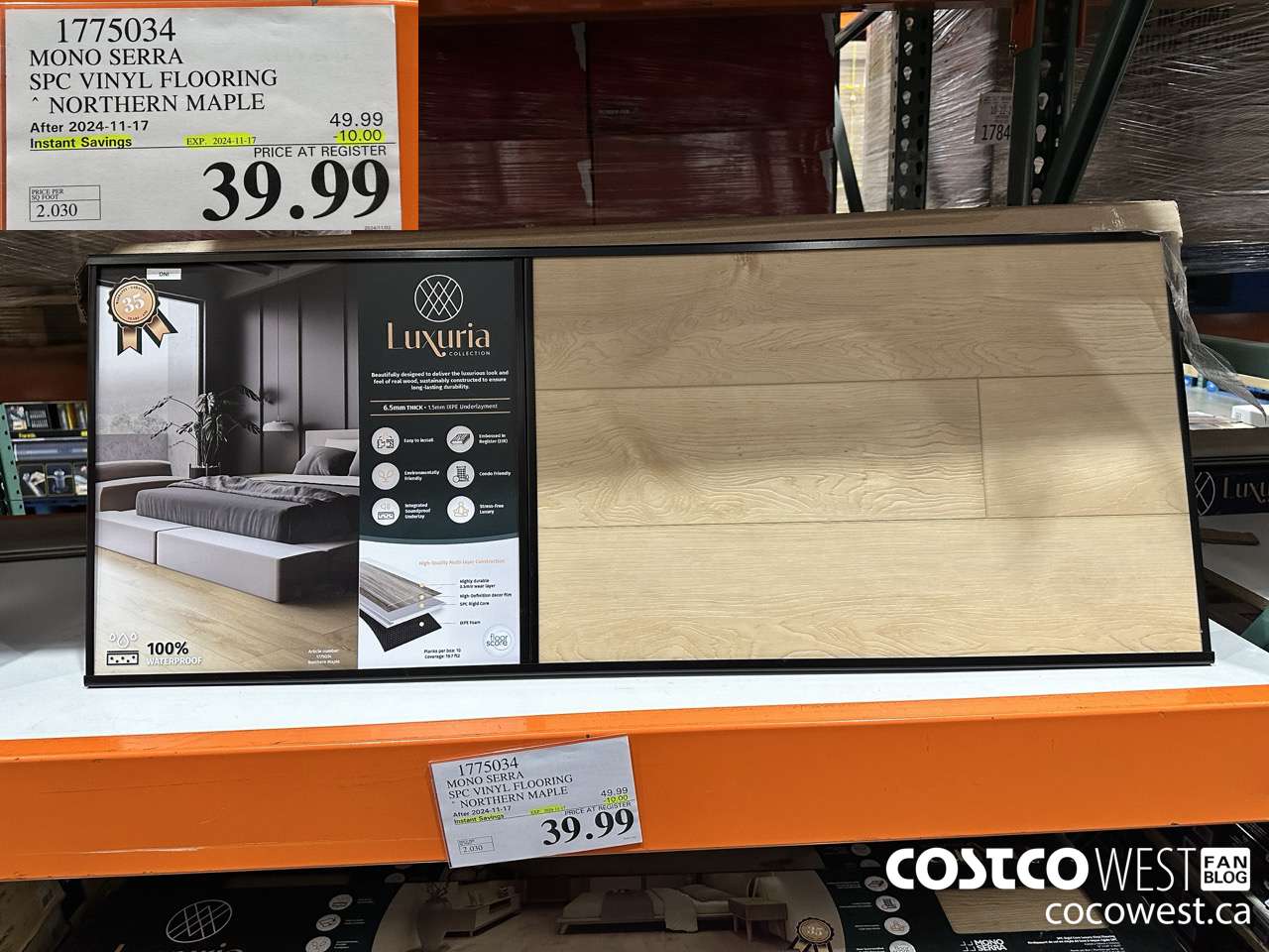 1775034 MONO SERRA SPC VINYL FLOORING NORTHERN MAPLE ($10.00 INSTANT SAVINGS EXPIRES ON 2024-11-17) $39.99