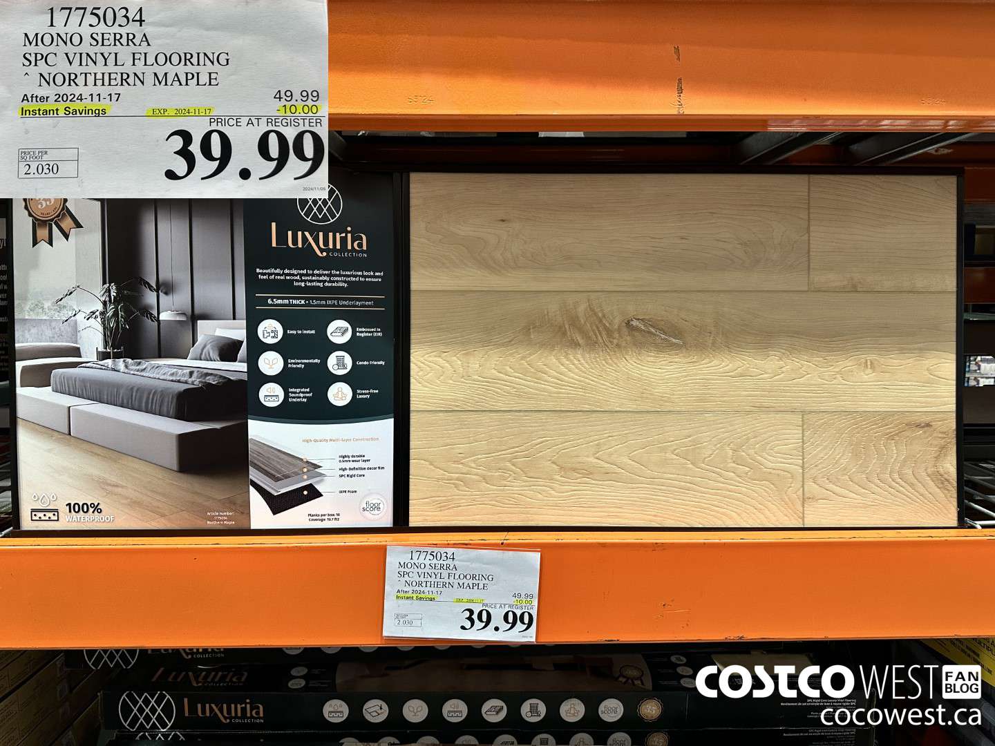 1775034 MONO SERRA SPC VINYL FLOORING NORTHERN MAPLE ($10.00 INSTANT SAVINGS EXPIRES ON 2024-11-17) $39.99