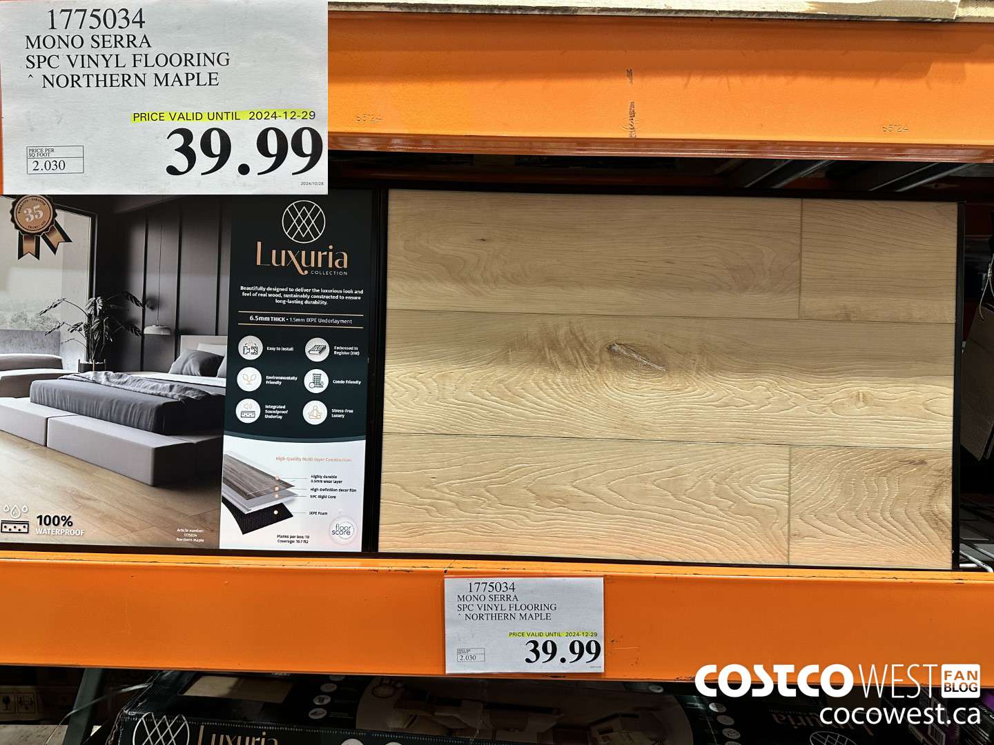 1775034 MONO SERRA SPC VINYL FLOORING NORTHERN MAPLE (EXPIRES ON 2024-12-29) $39.99