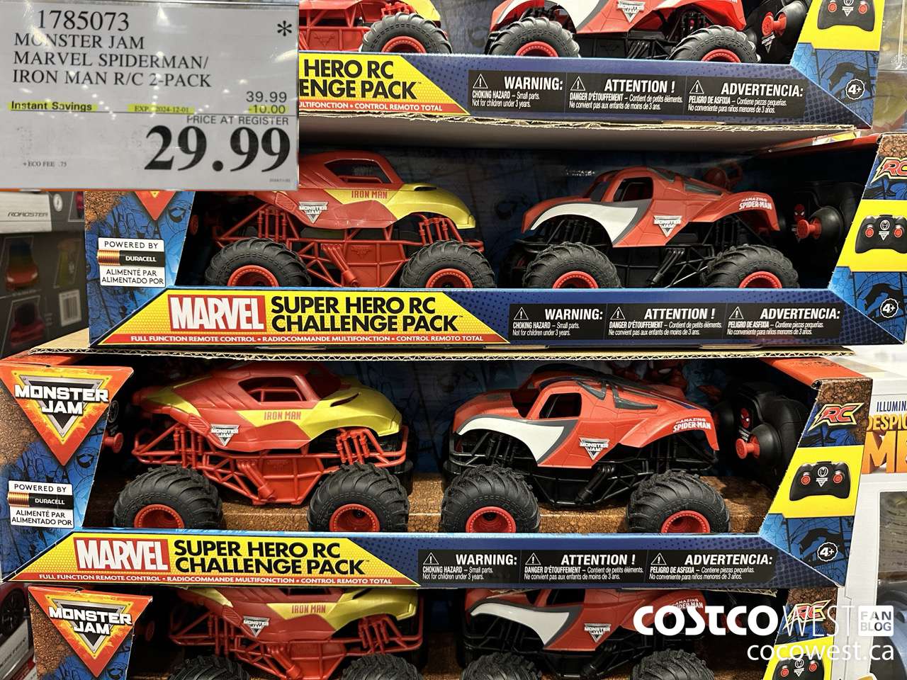 1785073 MONSTER JAM MARVEL SPIDERMAN/IRON MAN R/C 2-PACK ($10.00 INSTANT SAVINGS EXPIRES ON 2024-12-01) $29.99
