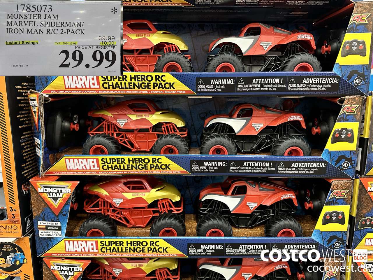 1785073 MONSTER JAM MARVEL SPIDERMAN/IRON MAN R/C 2-PACK ($10.00 INSTANT SAVINGS EXPIRES ON 2024-12-01) $29.99