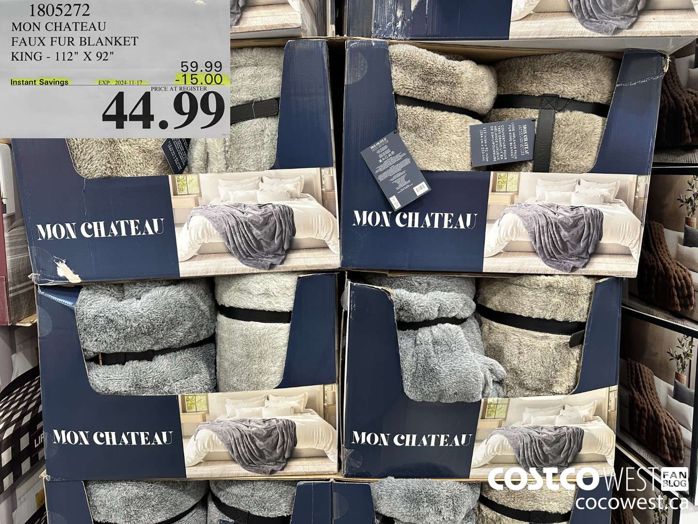 1805272 MON CHATEAU FAUX FUR BLANKET KING - 112