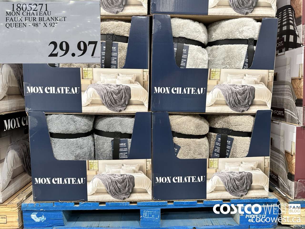 1805271 MON CHATEAU FAUX FUR BLANKET QUEEN 98