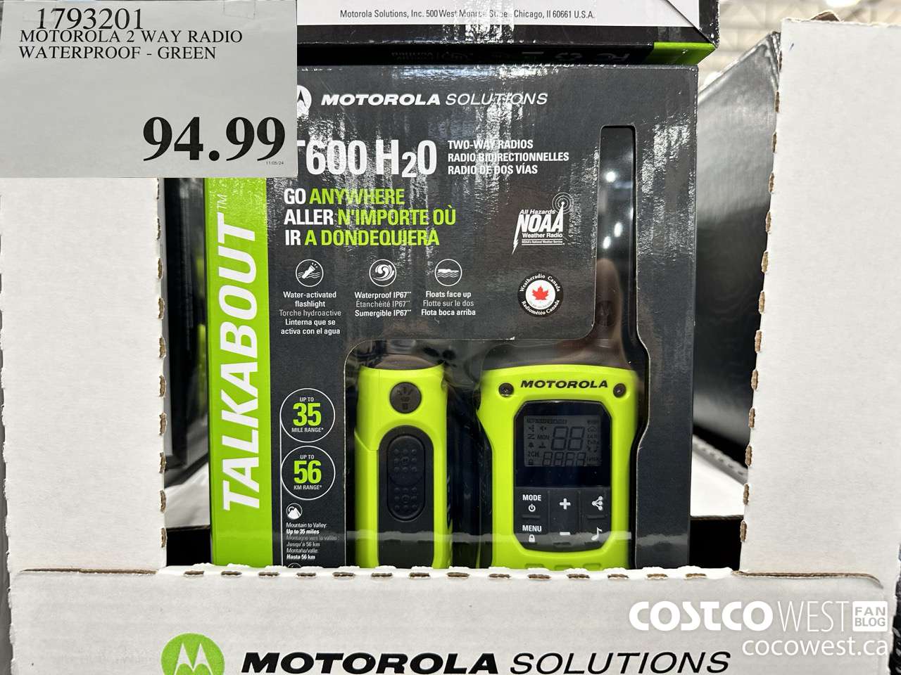 1793201 MOTOROLA 2 WAY RADIO WATERPROOF GREEN $94.99