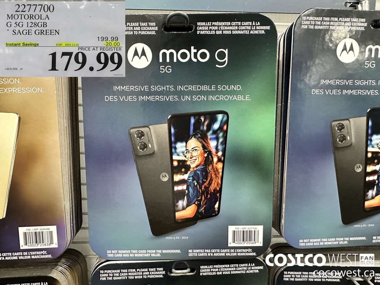 2277700 MOTOROLA G 5G 128GB SAGE GREEN ($20.00 INSTANT SAVINGS EXPIRES ON 2024-12-01) $179.99