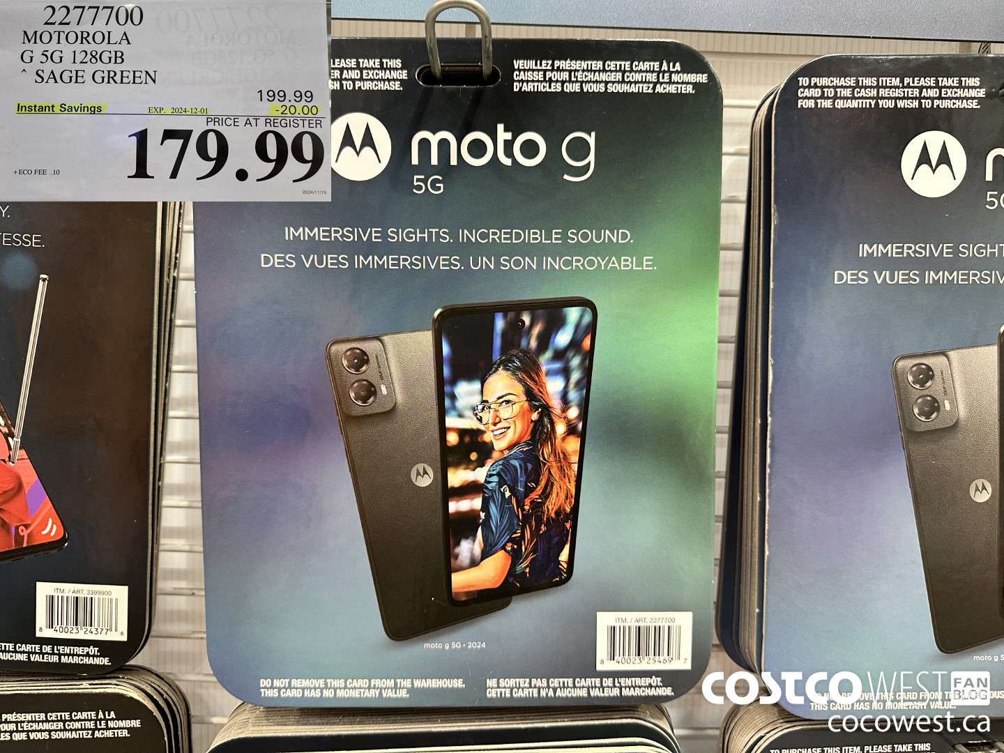 2277700 MOTOROLA G 5G 128GB SAGE GREEN EXP. 2024-12-01 -20.00 | ($20.00 INSTANT SAVINGS) $179.99