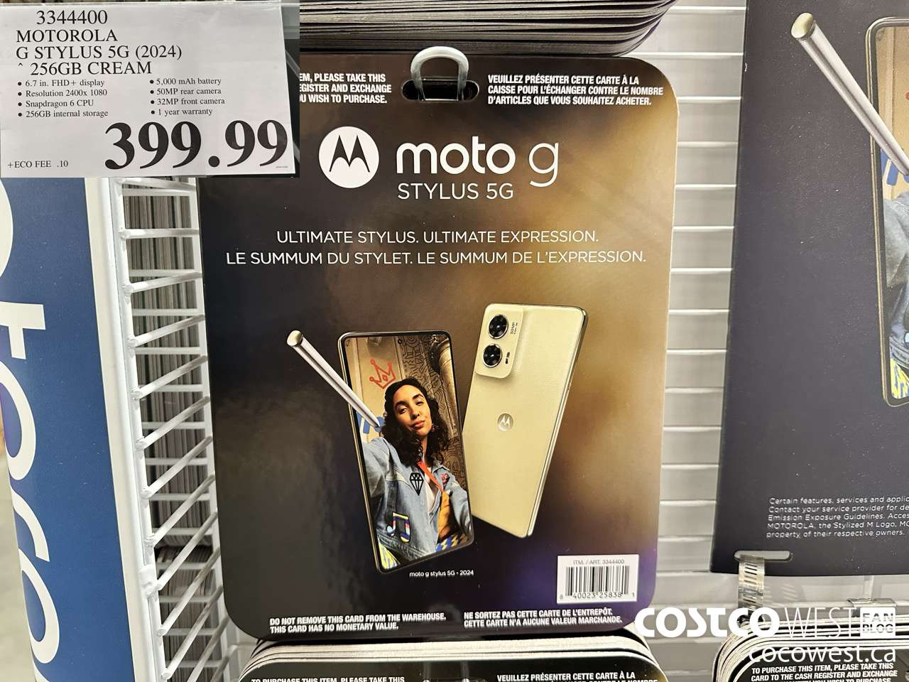 3344400 MOTOROLA G STYLUS 5G (2024) 256GB CREAM $399.99