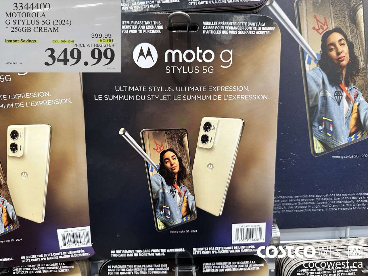 3344400 MOTOROLA G STYLUS 5G (2024) 256GB CREAM ($50.00 INSTANT SAVINGS EXPIRES ON 2024-12-01) $349.99