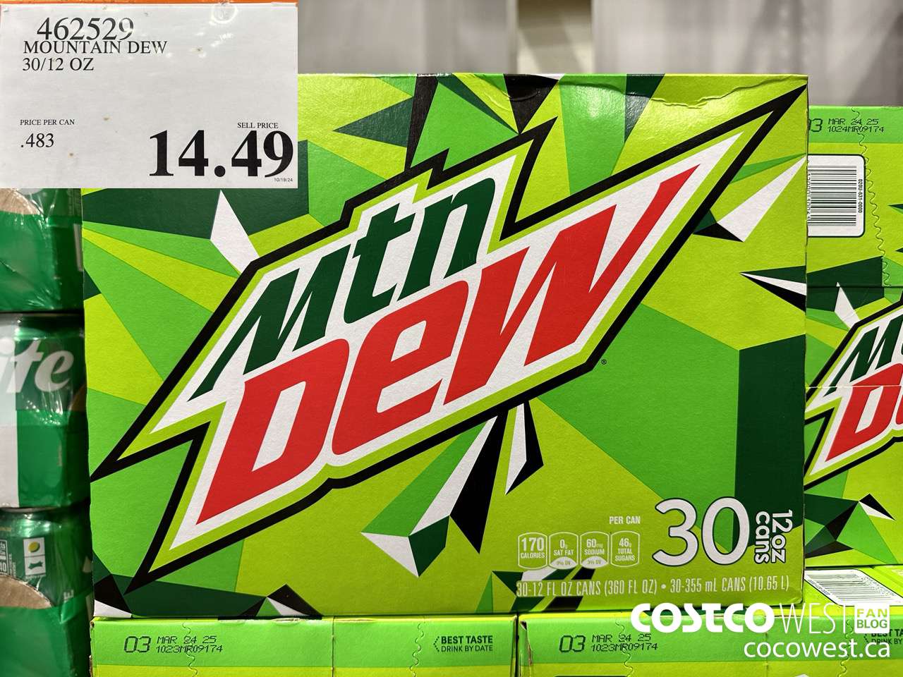 462529 MOUNTAIN DEW 30 CT / 12OZ $14.49