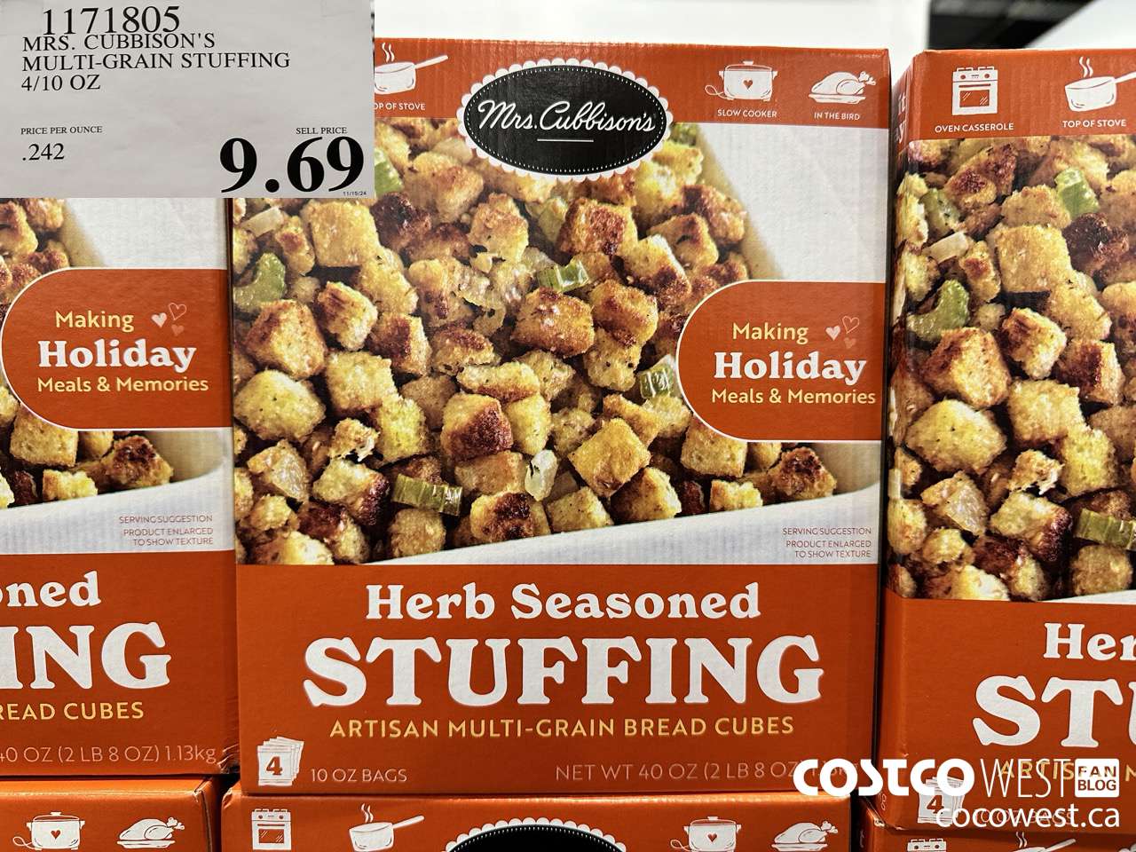 1171805 MRS. CUBBISON'S MULTI-GRAIN STUFFING 4/10 OZ $9.69