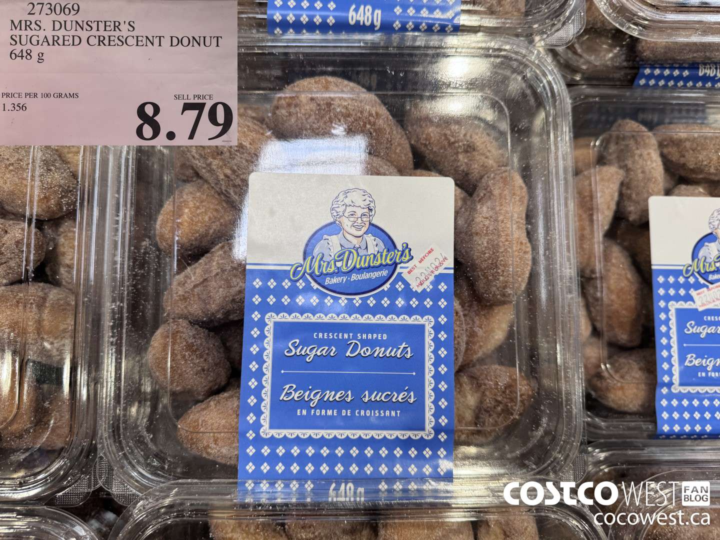 273069 MRS. DUNSTER'S SUGARED CRESCENT DONUT 648G $8.79