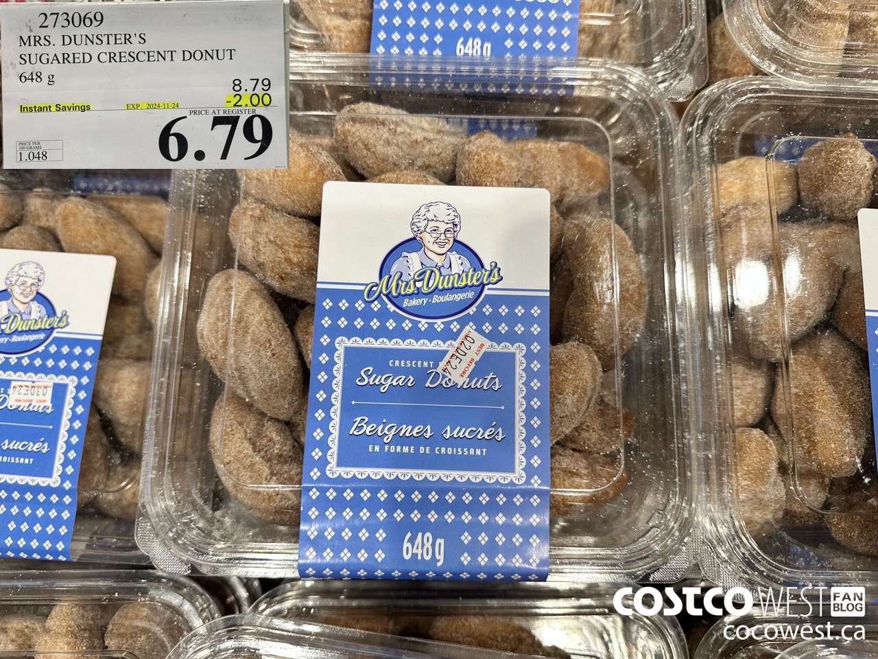 273069 MRS. DUNSTER'S SUGARED CRESCENT DONUT 648G ($2.00 INSTANT SAVINGS EXPIRES ON 2024-11-24) $6.79