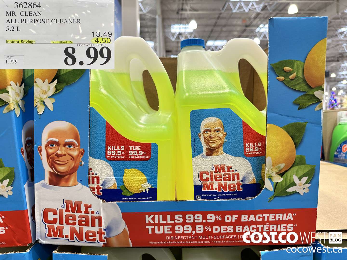 362864 MR. CLEAN ALL PURPOSE CLEANER 5.2 L ($4.50 INSTANT SAVINGS EXPIRES ON 2024-11-24) $8.99