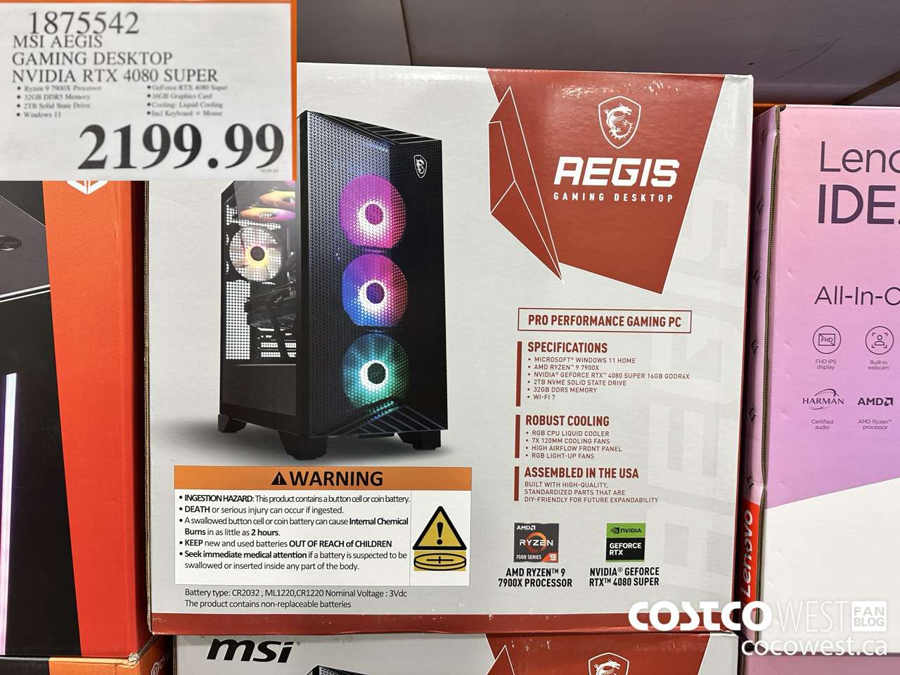 1875542 MSI AEGIS GAMING DESKTOP NVIDIA RTX 4080 SUPER $2199.99