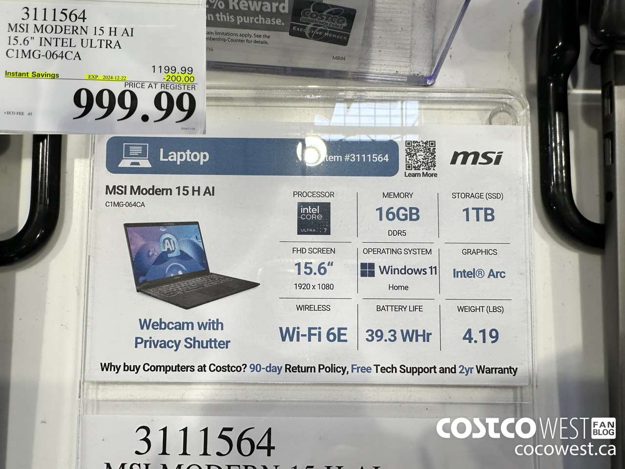 3111564 MSI MODERN 15 H AI 15.6