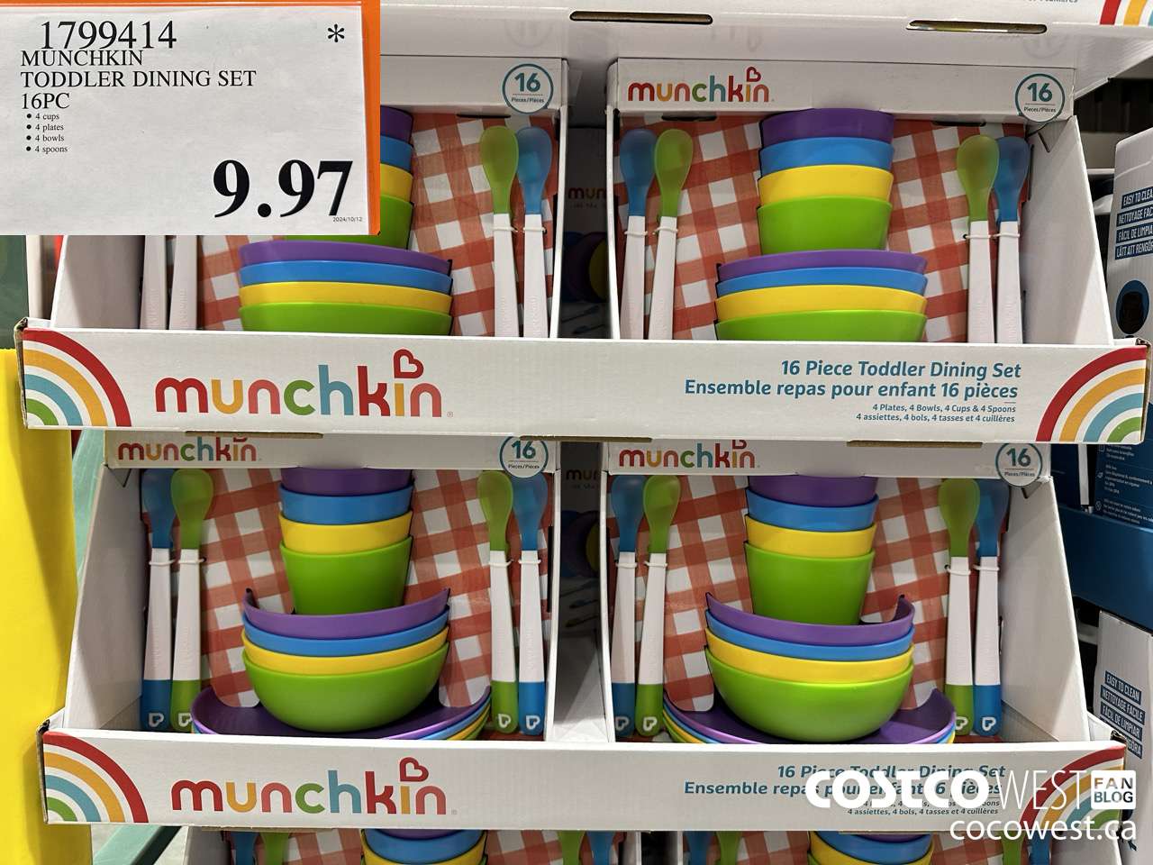 1799414 MUNCHKIN TODDLER DINING SET 16PC $9.97