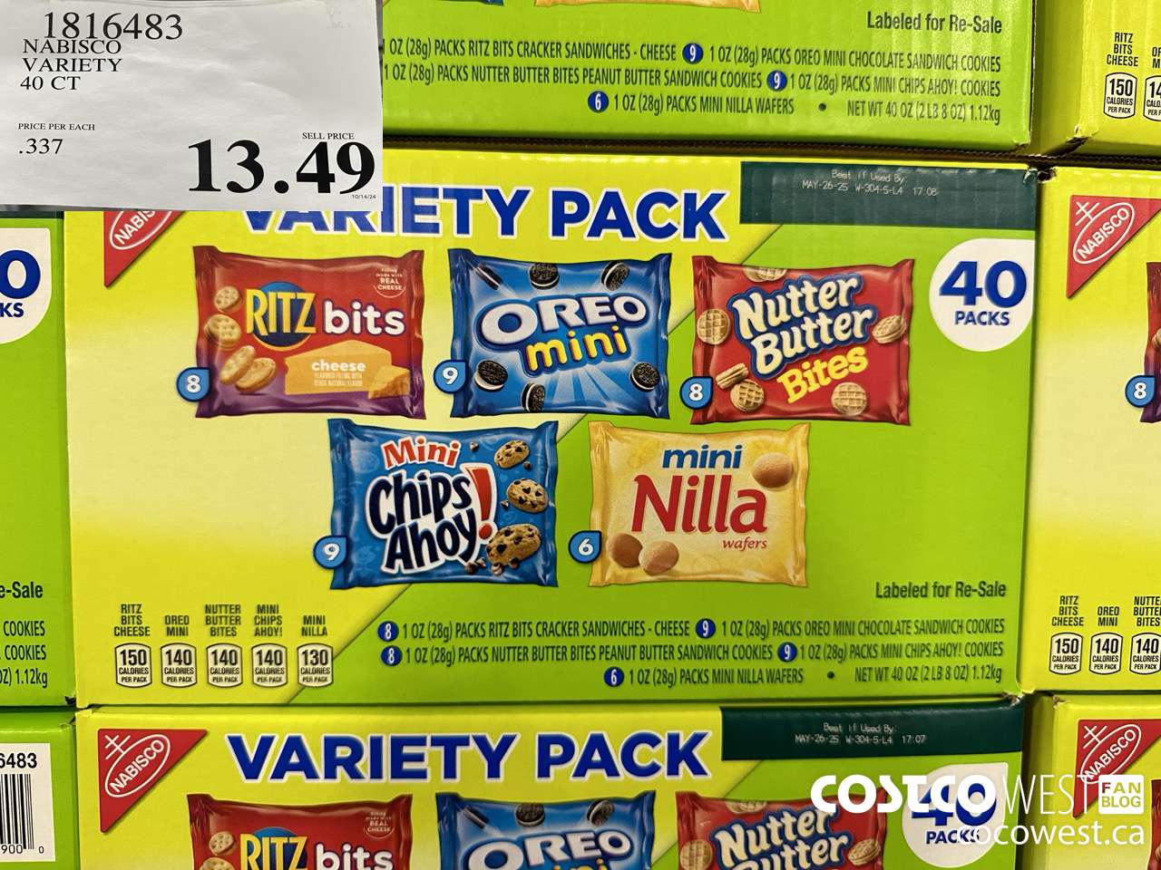 1816483 NABISCO VARIETY 40 CT $13.49