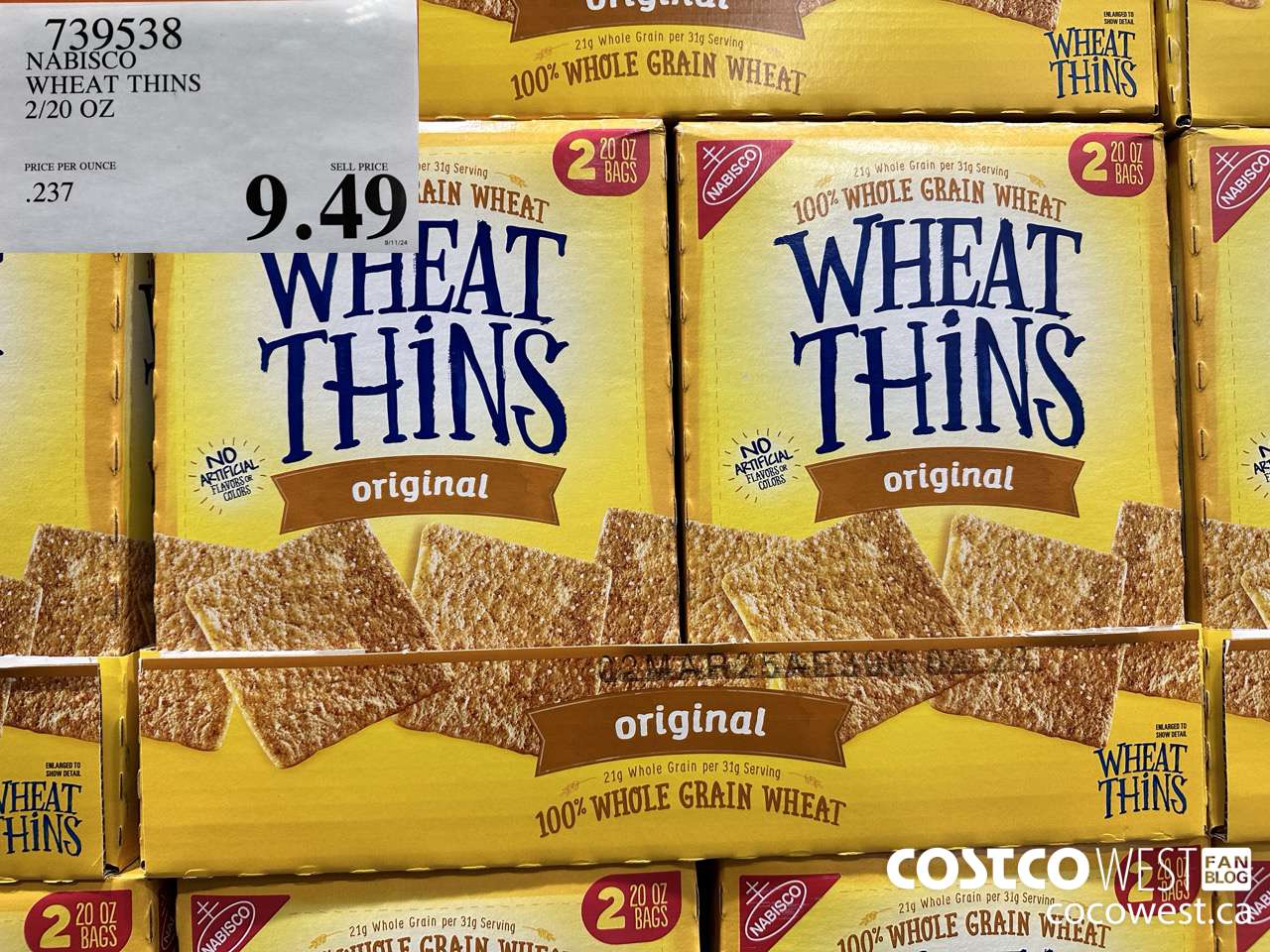 739538 NABISCO WHEAT THINS 2/20 OZ $9.49