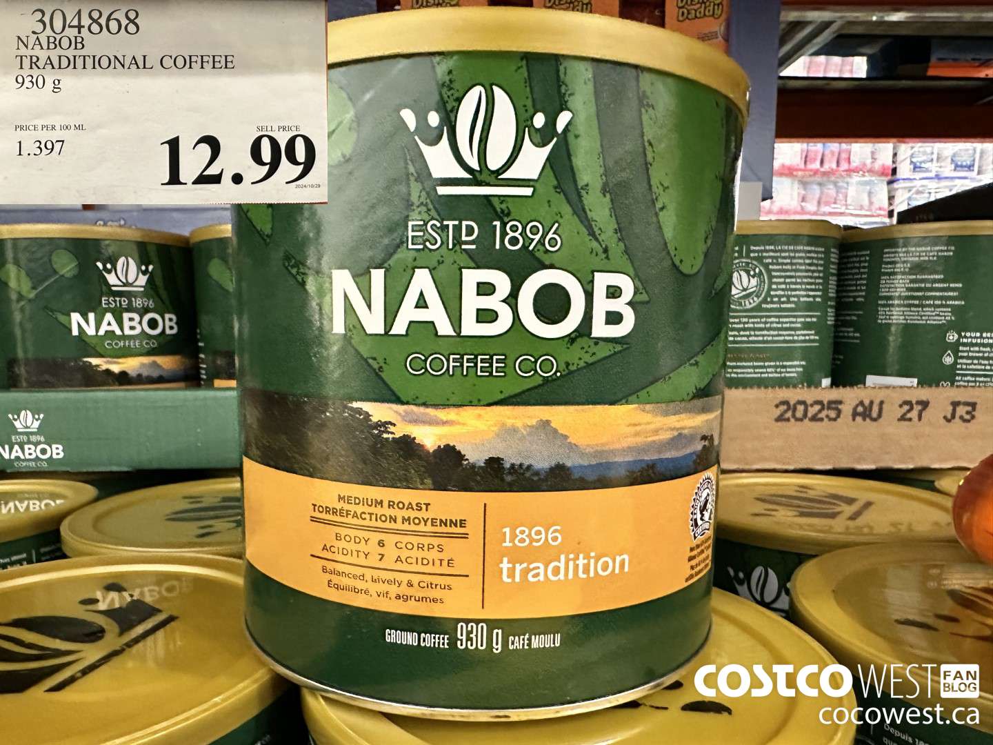 304868 NABOB TRADITIONAL COFFEE 930G $12.99