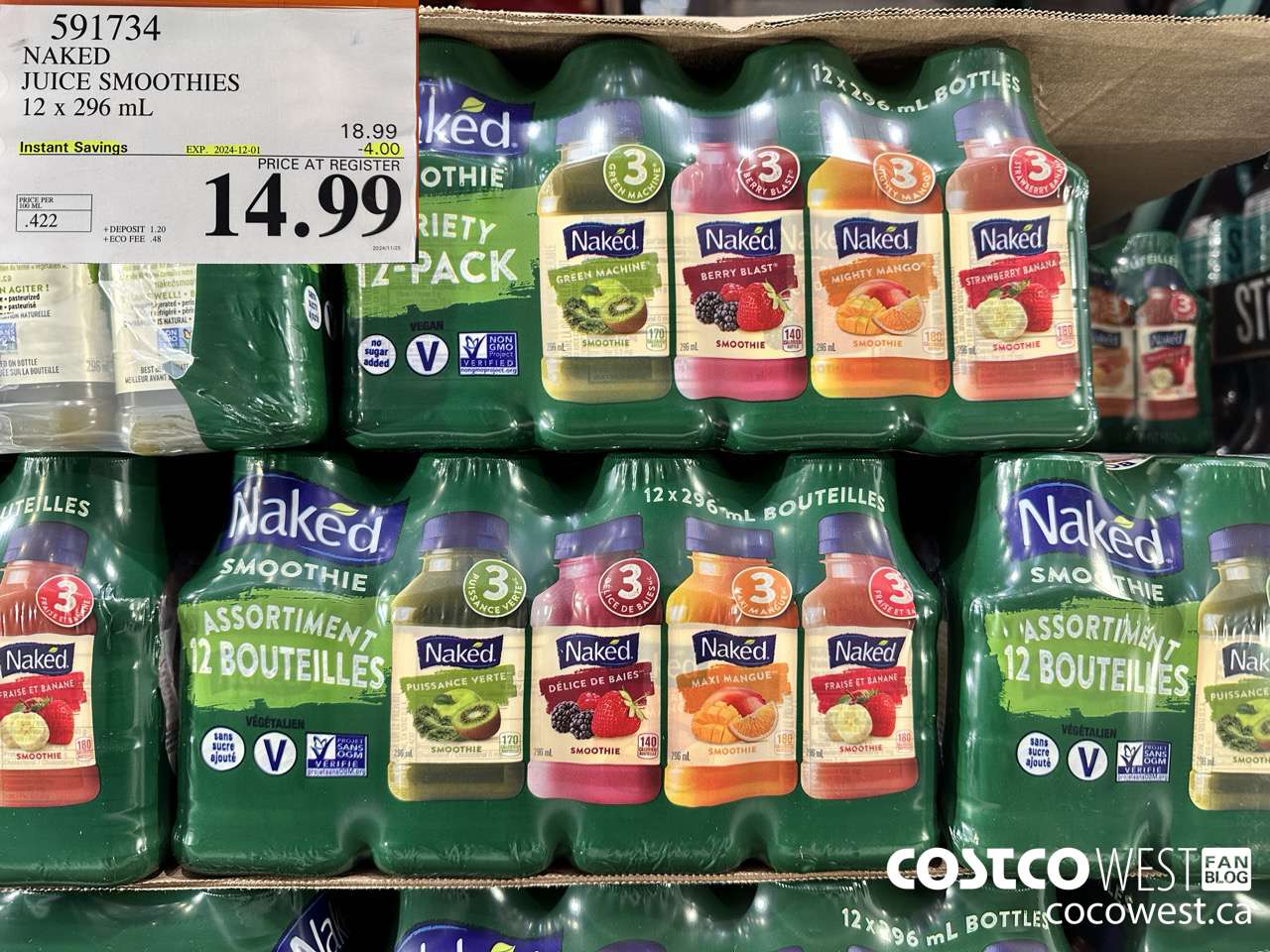 591734 NAKED JUICE SMOOTHIE 12 x 296 mL ($4.00 INSTANT SAVINGS EXPIRES ON 2024-12-01) $14.99