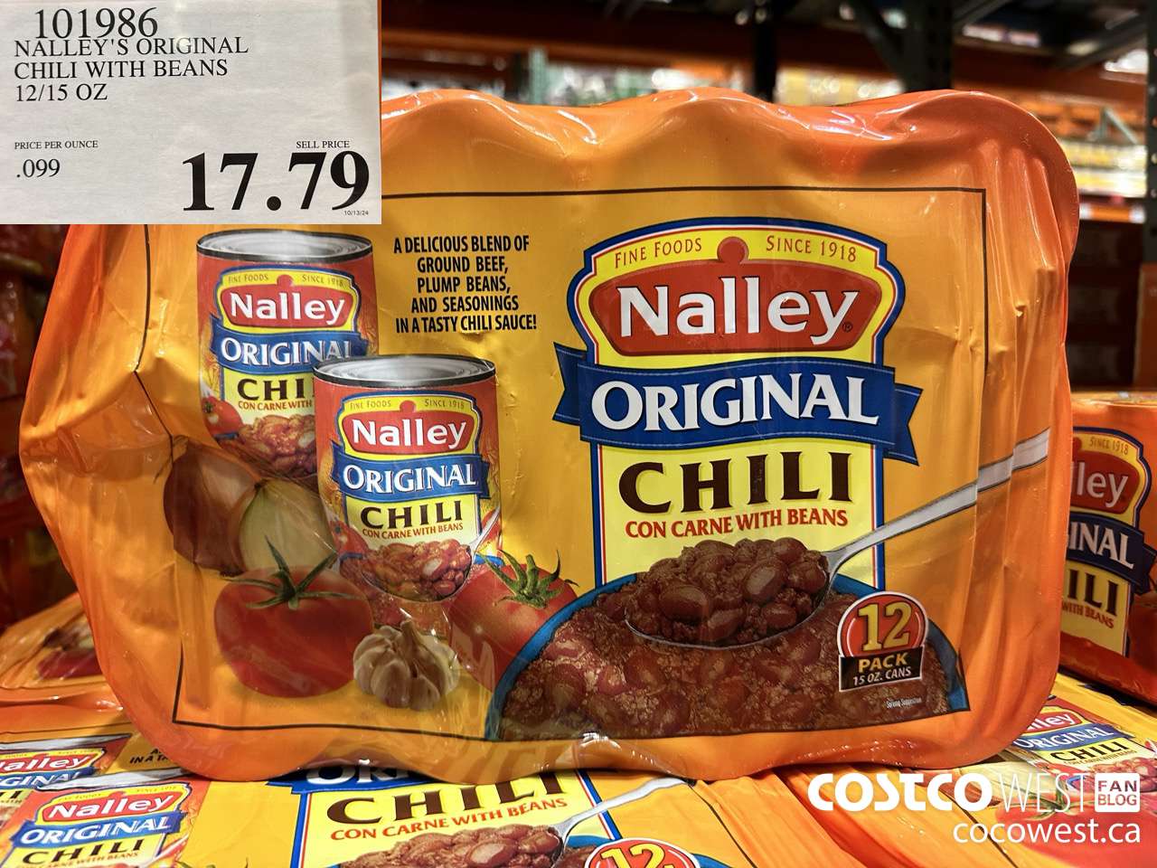 101986 NALLEY'S ORIGINAL CHILI WITH BEANS 12/15 OZ  $17.79